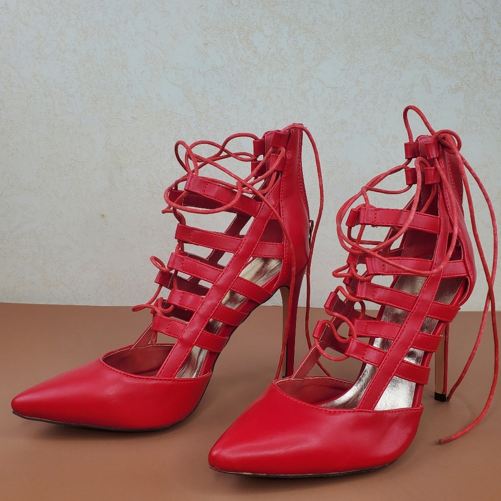 Red Strappy Booties